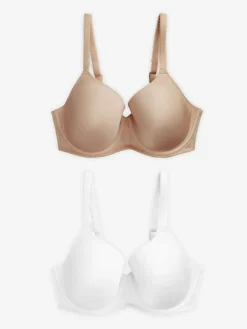 Discount Next DD+ Light Pad Full Cup Smoothing T-Shirt Bras 2 Pack White/Praline Nude