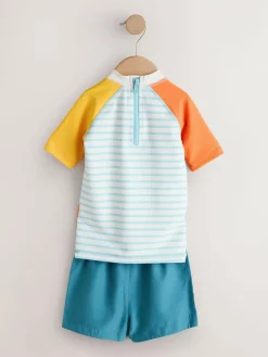 Next Short Sleeve Sunsafe Rash Vest and Swim Shorts Set (3mths-7yrs)^BOY Swimwear|Swimwear