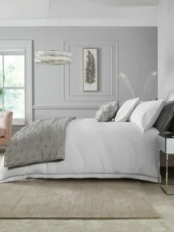 Discount Next Collection Luxe 600 Thread Count 100% Cotton Sateen Luxury Duvet Cover And Pillowcase Set White/Silver