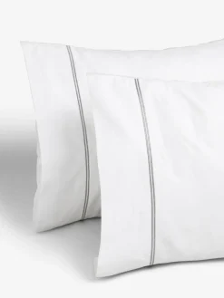 Discount Next Collection Luxe 600 Thread Count 100% Cotton Sateen Luxury Duvet Cover And Pillowcase Set White/Silver