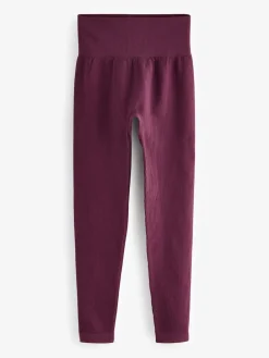Next Wine Red Ribbed Seamless High Waist Leggings^Women Leggings & Sweatpants