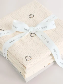 New Next Winter Icons Baby Muslin Cloths 4 Pack