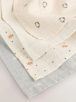 New Next Winter Icons Baby Muslin Cloths 4 Pack