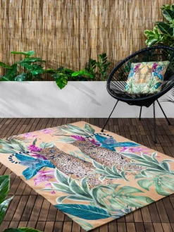 Wylder Gold Kali Leopards Tropical Outdoor/Indoor Washable Rug^ Rugs & Runners
