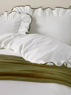 Sale Wylder Blousey Cotton Ruffle Duvet Set Olive