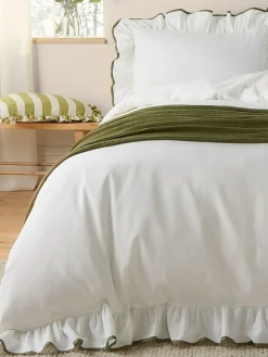 Sale Wylder Blousey Cotton Ruffle Duvet Set Olive