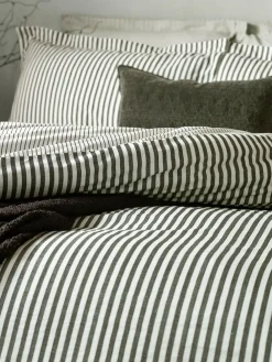 Yard Black Hebden Striped 100% Cotton Duvet Cover and Pillowcase Set^ Branded Bedlinen