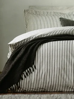 Sale Yard Black Set of 2 Hebden Melange Stripe 100 Cotton Pillowcases