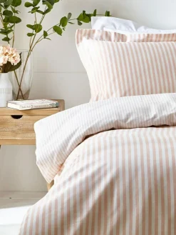 Yard Blush Pink Hebden Striped 100% Cotton Duvet Cover and Pillowcase Set^ Branded Bedlinen|Bedsets & Duvet Covers