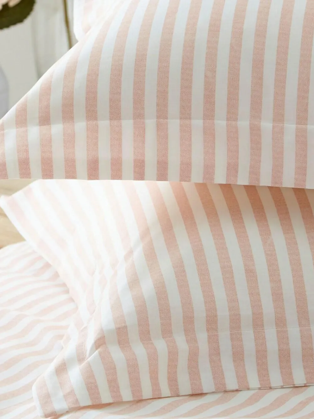 Yard Blush Pink Hebden Striped 100% Cotton Duvet Cover and Pillowcase Set^ Branded Bedlinen|Bedsets & Duvet Covers