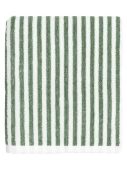 New Yard Hebden Stripe 100% Cotton Bath Mat Green