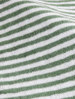 New Yard Hebden Stripe 100% Cotton Bath Mat Green