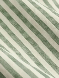 New Yard Hebden Striped Cotton Pencil Pleat Curtains Pair Green