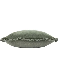 Outlet Yard Bertie 100% Washed Cotton Velvet 45 x 45cm Cushion Moss Green