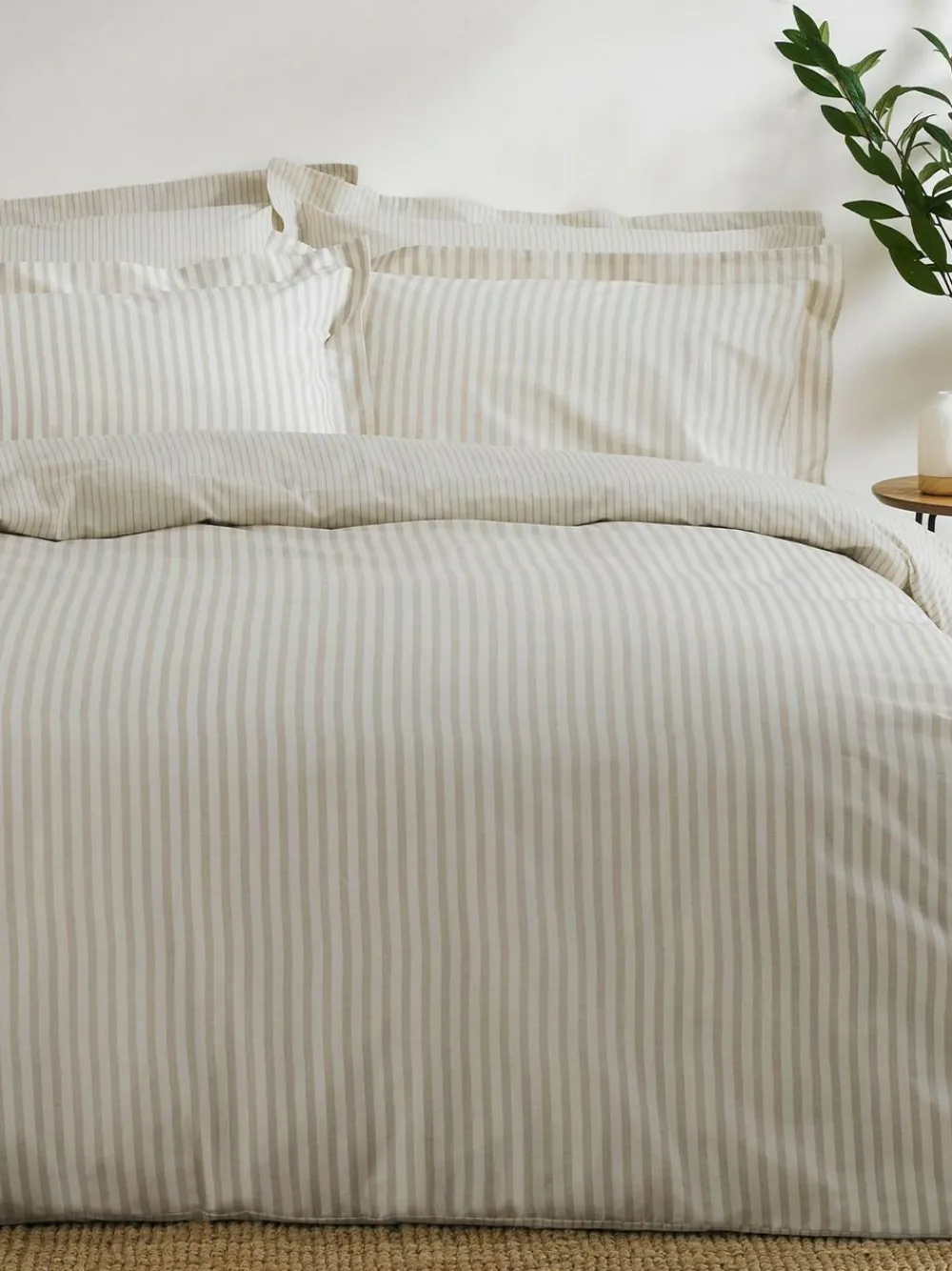 Yard Natural Hebden Striped 100% Cotton Duvet Cover and Pillowcase Set^ Branded Bedlinen|Bedsets & Duvet Covers