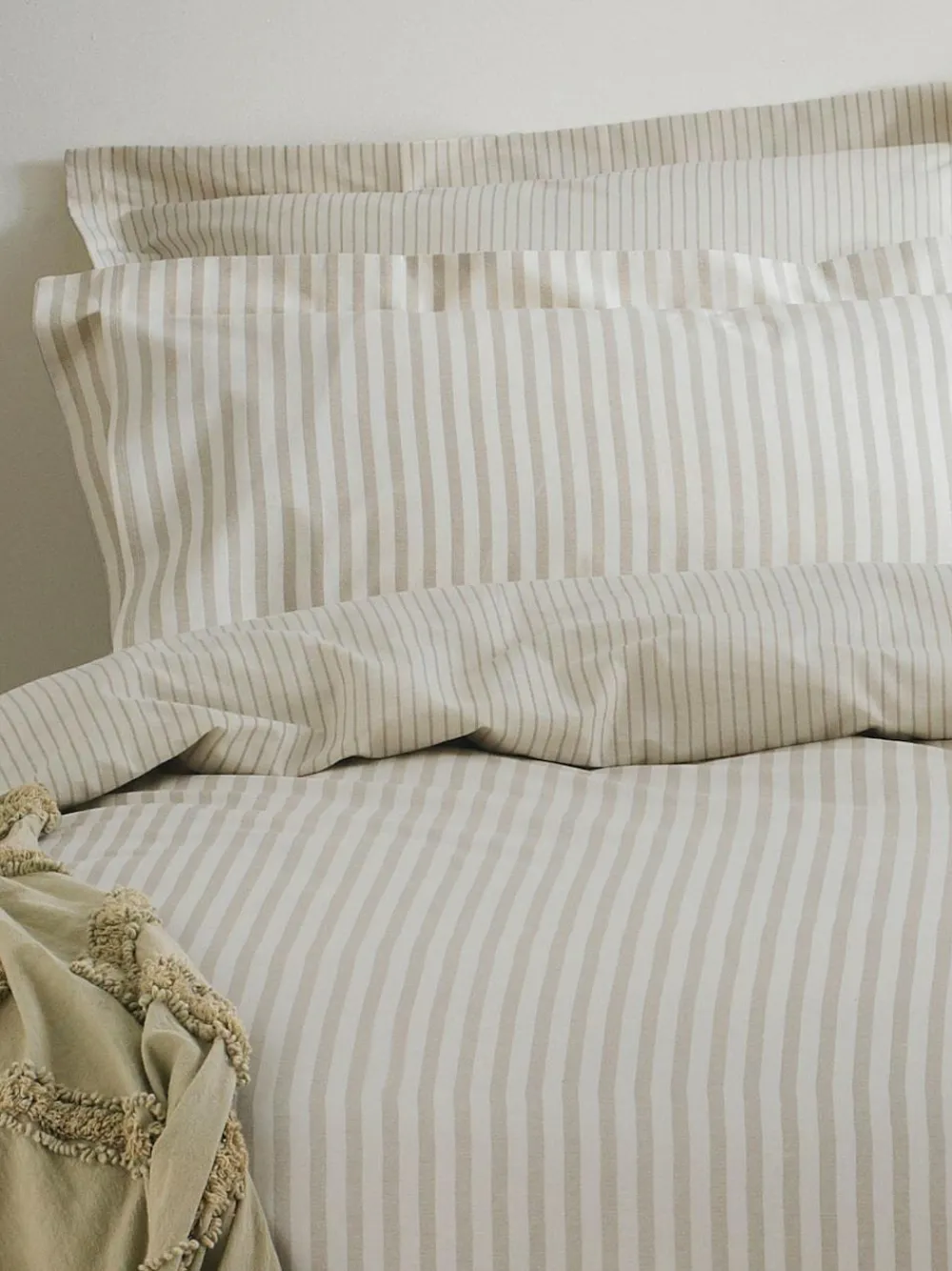 Yard Natural Hebden Striped 100% Cotton Duvet Cover and Pillowcase Set^ Branded Bedlinen|Bedsets & Duvet Covers
