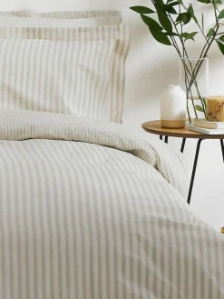 Yard Natural Hebden Striped 100% Cotton Duvet Cover and Pillowcase Set^ Branded Bedlinen|Bedsets & Duvet Covers