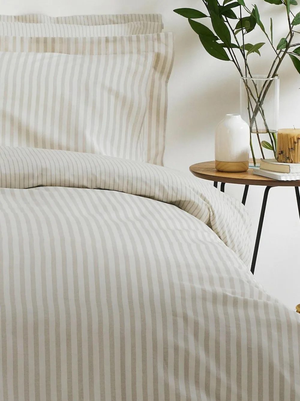 Yard Natural Hebden Striped 100% Cotton Duvet Cover and Pillowcase Set^ Branded Bedlinen|Bedsets & Duvet Covers