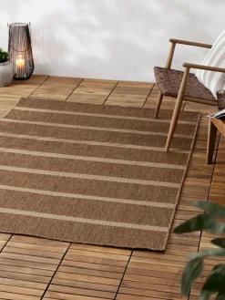 Clearance Yard Natural Tala Stripe Jute Effect Indoor/Outdoor Washable Rug
