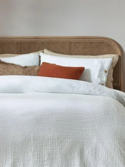 New Yard Lark Muslin 100% Cotton Duvet Cover and Pillowcase Set White