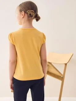 Online Next Yellow 2 Pack Puff Sleeve T-Shirts (3-16yrs)