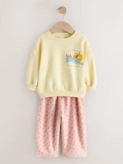 Outlet Next Yellow Animal Print Sweatshirt and Barrel Leg Joggers Set (3mths-7yrs)