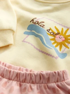 Outlet Next Yellow Animal Print Sweatshirt and Barrel Leg Joggers Set (3mths-7yrs)