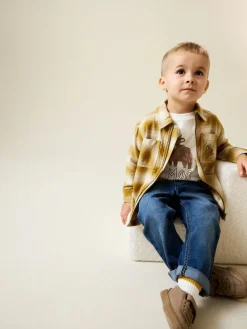 Hot Next Long Sleeve Shirt and T-Shirt Set (3mths-7yrs) Yellow Check Zip Thru