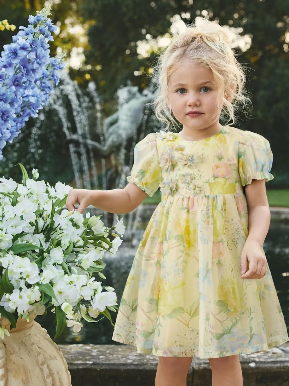 Outlet Next Flower Corsage Dress (3mths-8yrs) Yellow Floral Print