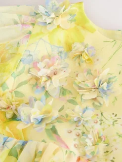 Outlet Next Flower Corsage Dress (3mths-8yrs) Yellow Floral Print