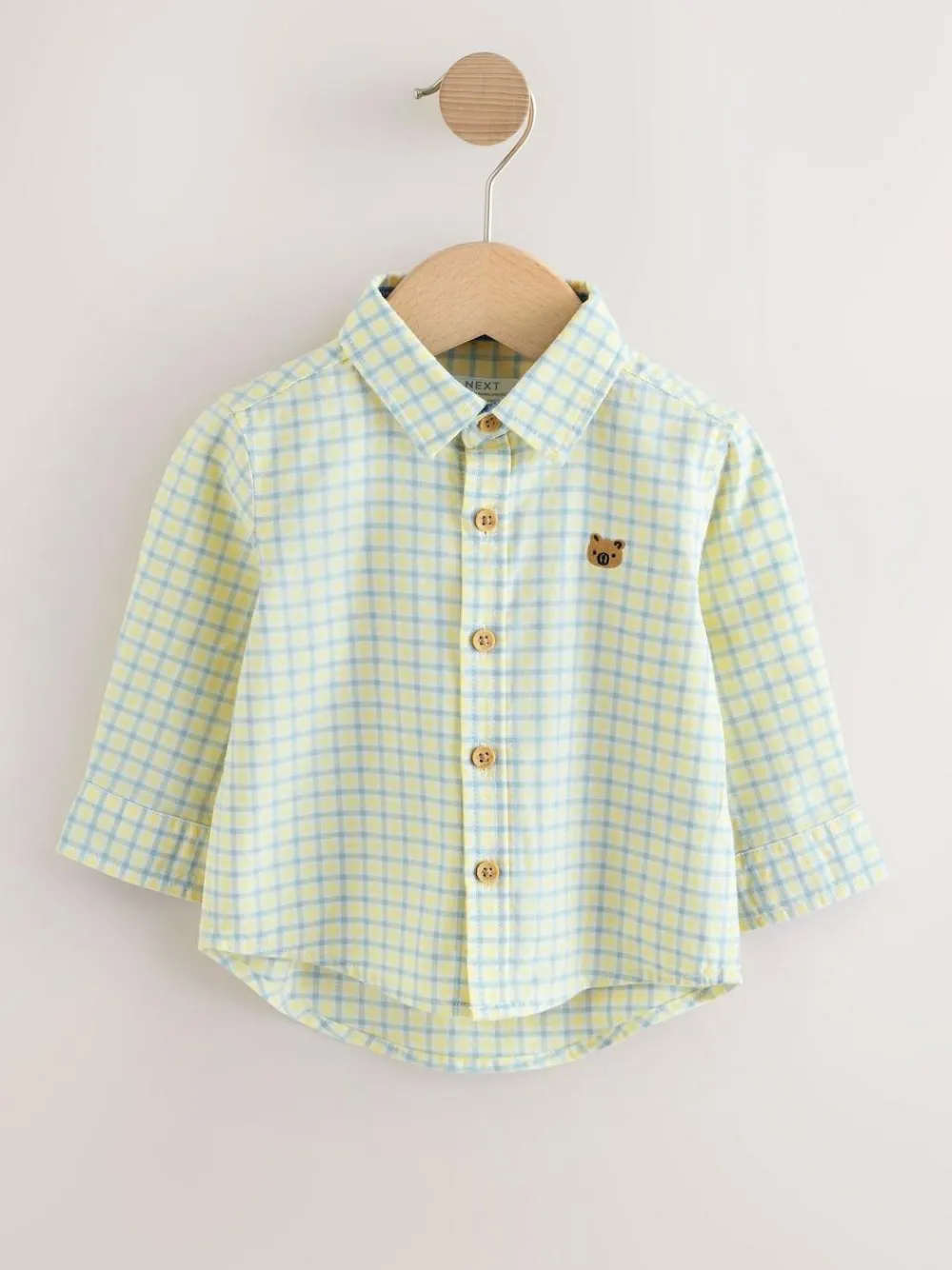 Outlet Next Yellow Gingham Character Long Sleeve Long Sleeve Oxford Shirt (3mths-7yrs)