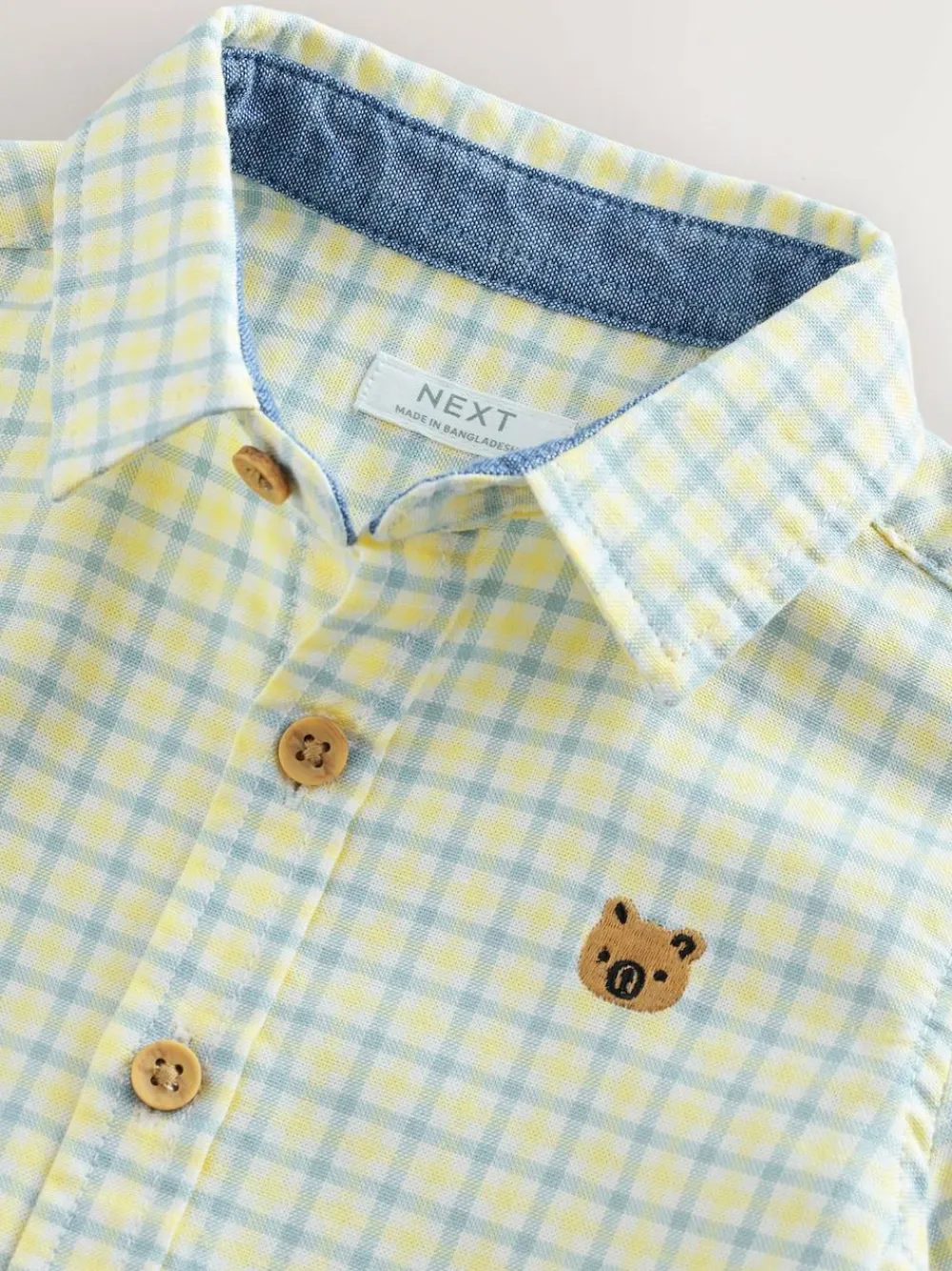 Outlet Next Yellow Gingham Character Long Sleeve Long Sleeve Oxford Shirt (3mths-7yrs)