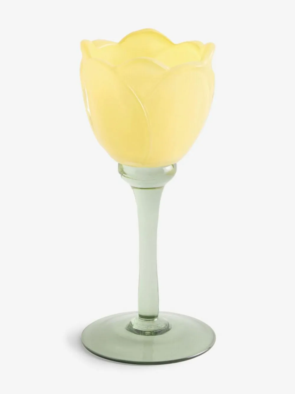 Online Next Yellow Glass Flower Tea Light Holder