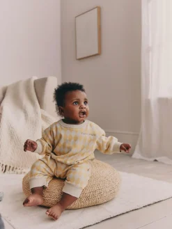 Next Yellow Harlequin Baby Sweat Romper (0mths-3yrs)^BOY Sets & Co-Ords|Sets & Co-Ords