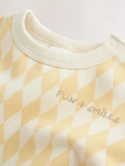 Next Yellow Harlequin Baby Sweat Romper (0mths-3yrs)^BOY Sets & Co-Ords|Sets & Co-Ords