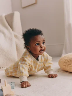 Next Yellow Harlequin Baby Sweat Romper (0mths-3yrs)^BOY Sets & Co-Ords|Sets & Co-Ords