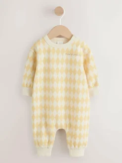 Next Yellow Harlequin Baby Sweat Romper (0mths-3yrs)^BOY Sets & Co-Ords|Sets & Co-Ords