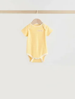 Next Yellow Lemons 5 Pack Short Sleeve Baby Bodysuits^ Baby Girls|Baby Girls