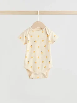 Next Yellow Lemons 5 Pack Short Sleeve Baby Bodysuits^ Baby Girls|Baby Girls