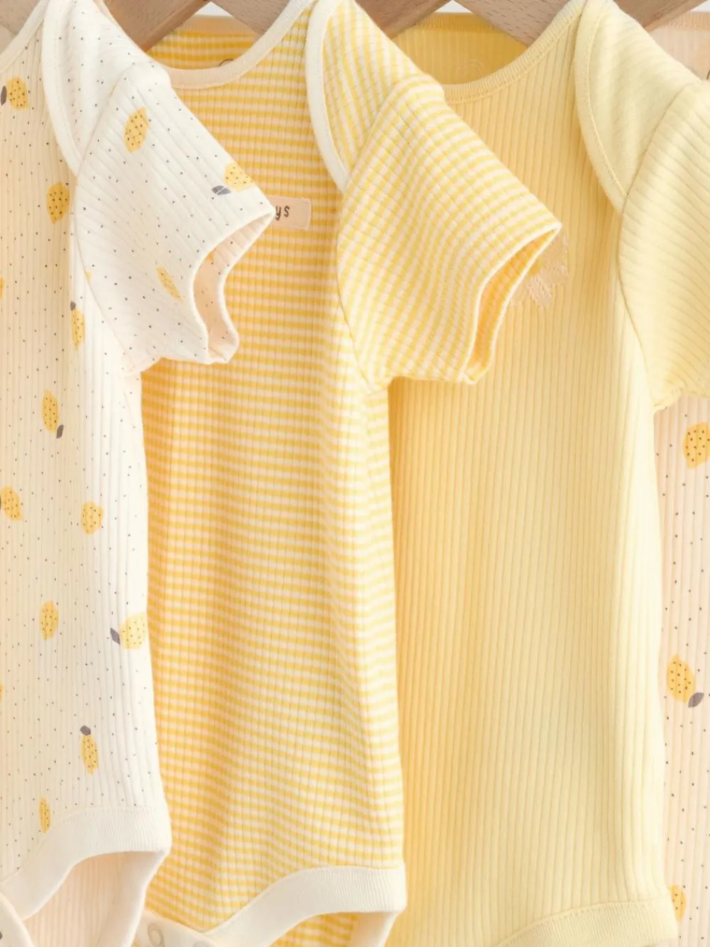Next Yellow Lemons 5 Pack Short Sleeve Baby Bodysuits^ Baby Girls|Baby Girls