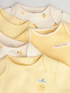 Next Yellow Lemons 5 Pack Short Sleeve Baby Bodysuits^ Baby Girls|Baby Girls