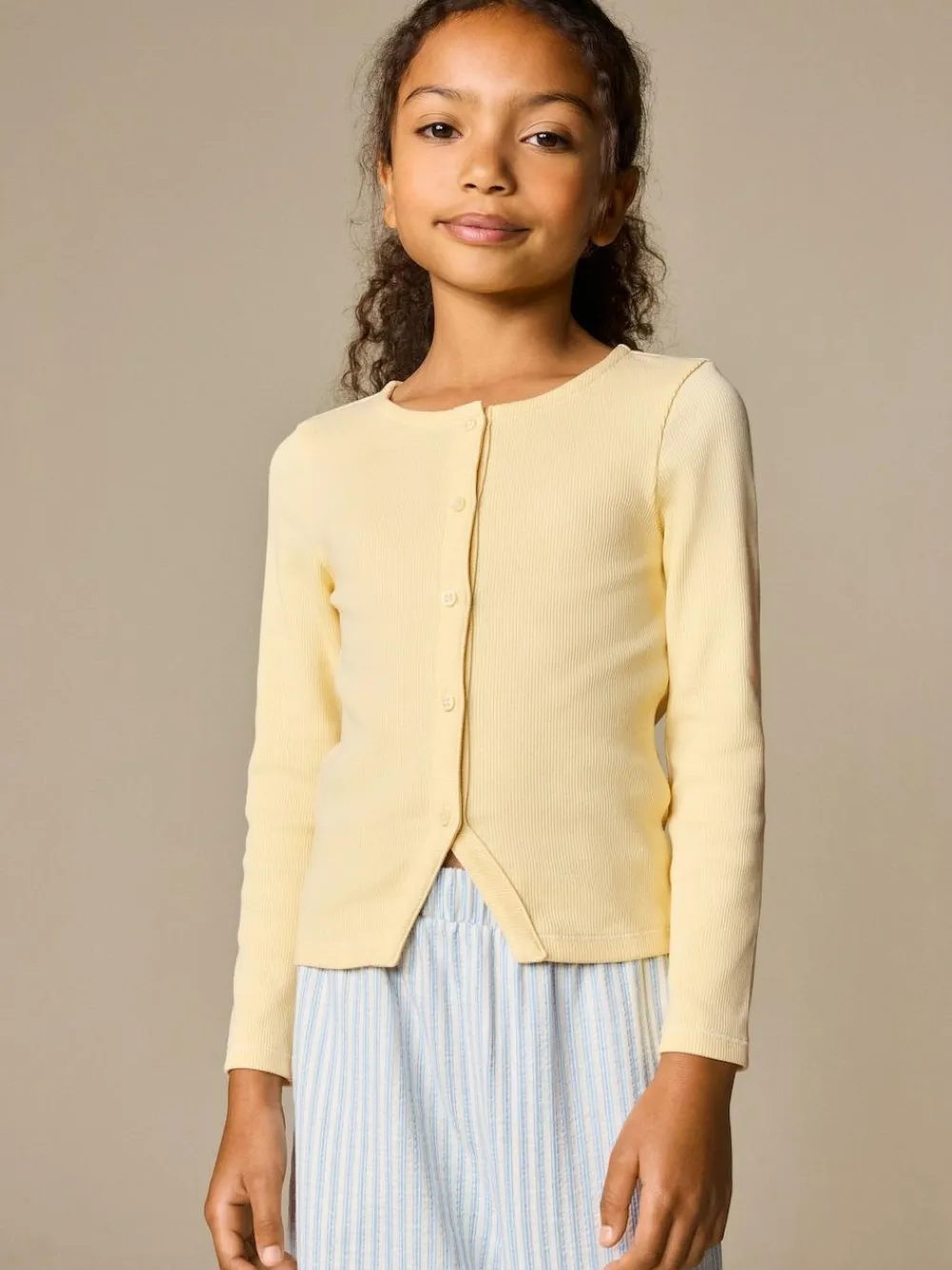 Outlet Next Yellow Long Sleeve Ribbed Cardigan (3-16yrs)