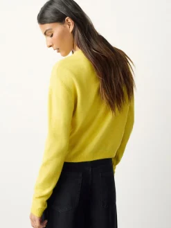 Next Yellow Pickles Embroidery Crew Neck Knitted Cardigan With Wool^Women Knitwear|Knitwear