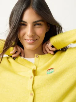 Next Yellow Pickles Embroidery Crew Neck Knitted Cardigan With Wool^Women Knitwear|Knitwear