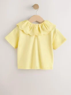Sale Next Short Sleeve Broderie Collar Top (3mths-7yrs) Yellow