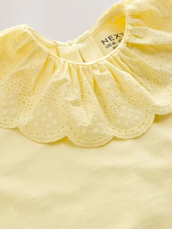 Sale Next Short Sleeve Broderie Collar Top (3mths-7yrs) Yellow