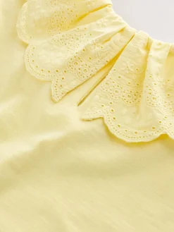 Sale Next Short Sleeve Broderie Collar Top (3mths-7yrs) Yellow
