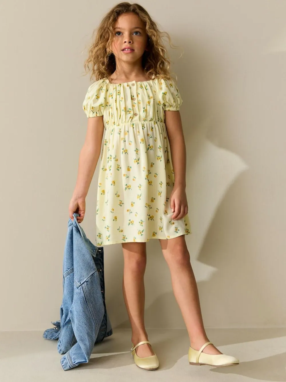 Clearance Next Short Sleeve Dress (3-16yrs) Yellow
