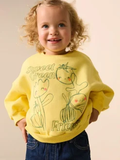Next Yellow Vegetables Crew Neck Sweatshirt (3mths-7yrs)^ Sweatshirts & Hoodies|Sweatshirts & Hoodies