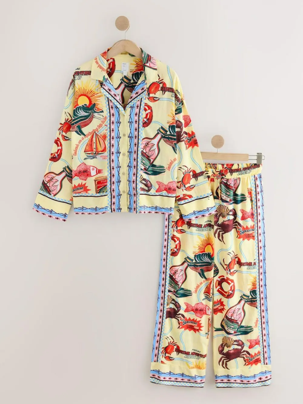 Next Yellow Viscose/Linen Blend Button Through Pyjamas^Women Pyjamas|All Night & Lounge